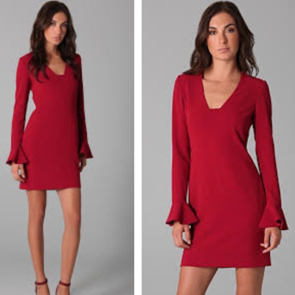 Diane Von Furstenberg Red Bell Sleeve Dress